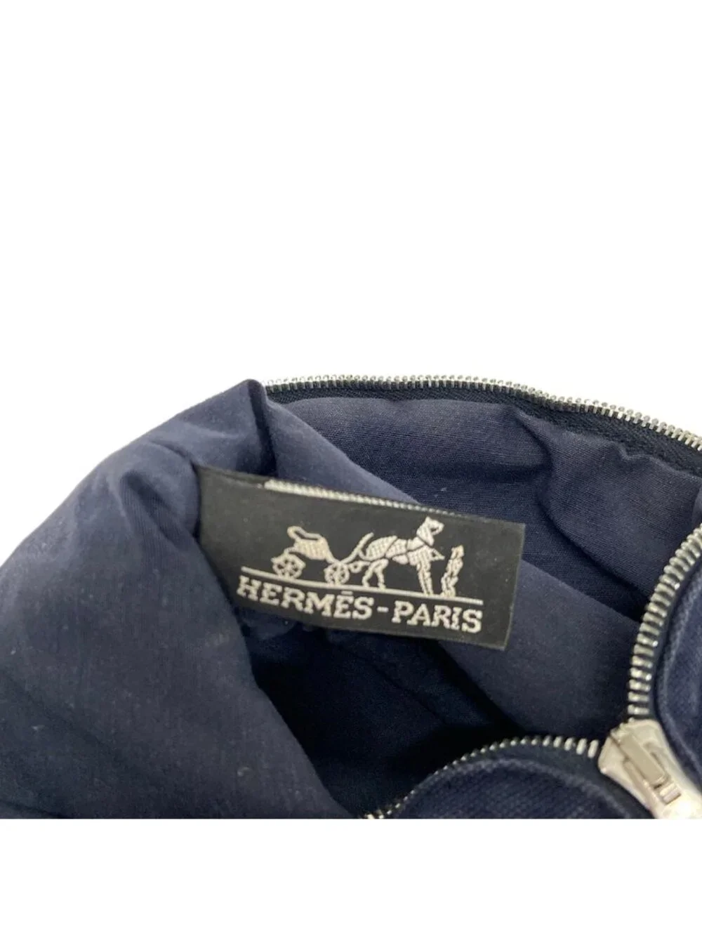 Hermes Pouch Bolide 20 Navy Light Brown Leather